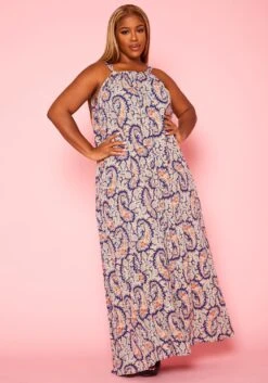 Plus Size Paisley Print Maxi Flare Dress -Curve Elegance Shop 2020989 001 1