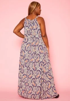 Plus Size Paisley Print Maxi Flare Dress -Curve Elegance Shop 2020989 001 4