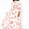 Plus Size Antique Floral Print Crop Top & Maxi Skirt Set