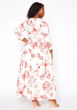 Plus Size Antique Floral Print Crop Top & Maxi Skirt Set -Curve Elegance Shop 2020990 001 5