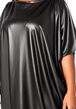 Plus Size Faux Leather Oversized Shirt Dress -Curve Elegance Shop 2021004 001 2