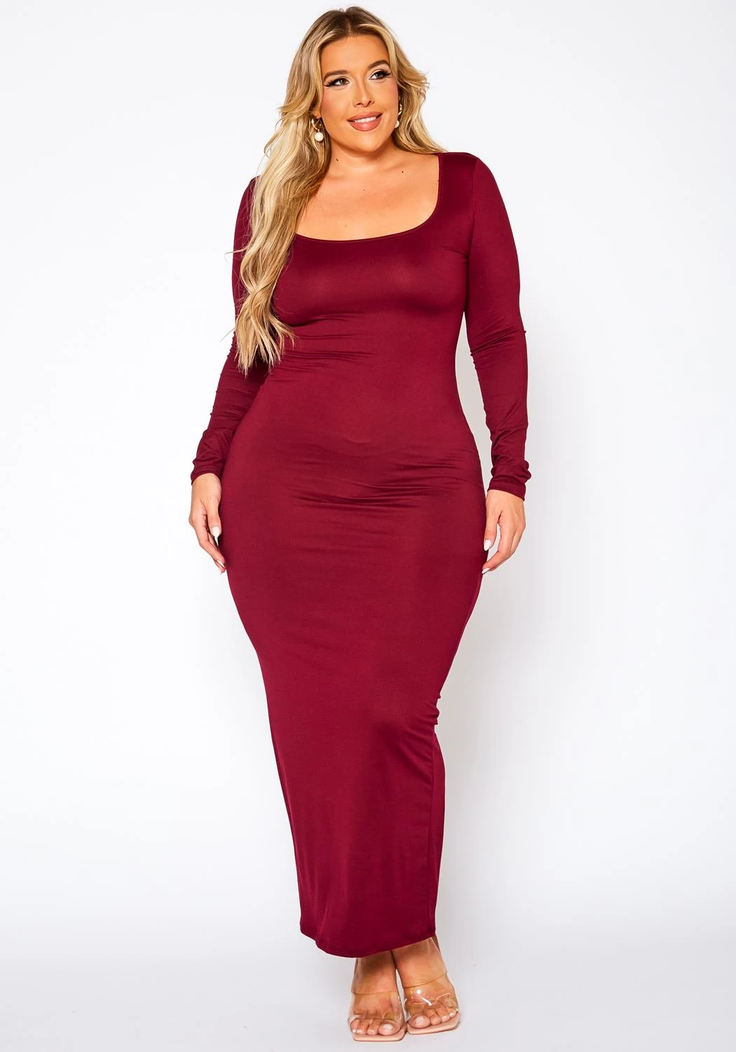 Plus Size Essential Long Sleeve Maxi Dress 3 Plus Size Essential Long Sleeve Maxi Dress