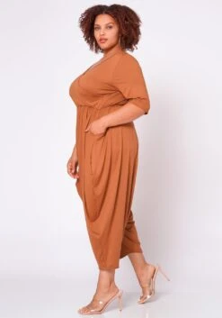 Plus Size Short Sleeve Harem Jumpsuit -Curve Elegance Shop 2021019 001 4