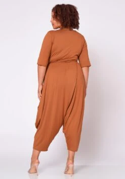 Plus Size Short Sleeve Harem Jumpsuit -Curve Elegance Shop 2021019 001 5