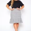 Plus Size Plaid Print Ruffle Flare Skirt -Curve Elegance Shop 2021044 001 0