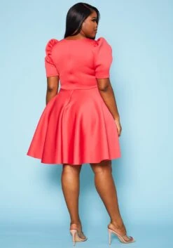 Plus Size Puff Sleeve Flare Mini Dress -Curve Elegance Shop 2021049 004 4