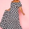 Plus Size Polka Dot Print Flare Maxi Dress 1 Plus Size Polka Dot Print Flare Maxi Dress -Curve Elegance Shop 2021055 001 0
