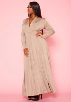 Plus Size Double Slit Flare Maxi Dress -Curve Elegance Shop 2021056 001 2