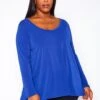 Plus Size V Neck Long Sleeve Top -Curve Elegance Shop 2021063 004 0