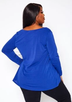 Plus Size V Neck Long Sleeve Top -Curve Elegance Shop 2021063 004 3