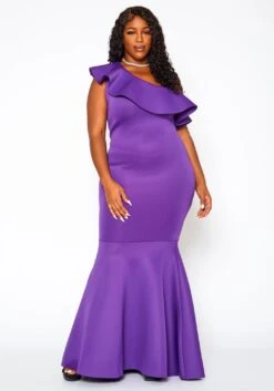 Plus Size One Shoulder Mermaid Maxi Dress -Curve Elegance Shop 2021065 001 1