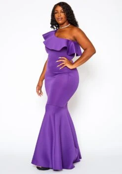 Plus Size One Shoulder Mermaid Maxi Dress -Curve Elegance Shop 2021065 001 4