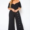 Plus Size Off Shoulder Button Down Jumpsuit -Curve Elegance Shop 2021070 002 2