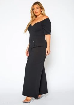 Plus Size Off Shoulder Button Down Jumpsuit -Curve Elegance Shop 2021070 002 3