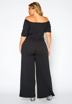 Plus Size Off Shoulder Button Down Jumpsuit -Curve Elegance Shop 2021070 002 4