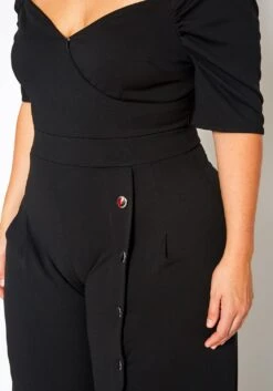 Plus Size Off Shoulder Button Down Jumpsuit -Curve Elegance Shop 2021070 002 5