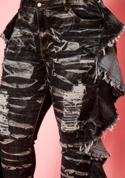 Plus Size Acid Washed Ruffle Hem Denim Jeans -Curve Elegance Shop 2021117 001 5