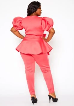 Plus Size Asymmetric Flare Hem Top & Pants Set -Curve Elegance Shop 2021122 003 5