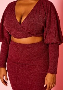 Plus Size Ribbed Knit Crop Top & Skirt Set -Curve Elegance Shop 2021132 002 4