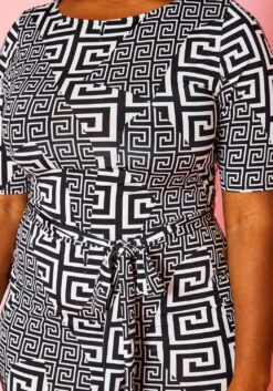 Plus Size Greek Key Print Bodycon Midi Dress -Curve Elegance Shop 2021135 001 5