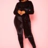 Plus Size Velvet Striped Asymmetric Top & Legging Set -Curve Elegance Shop 2021137 001 2