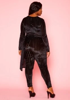 Plus Size Velvet Striped Asymmetric Top & Legging Set 12 Plus Size Velvet Striped Asymmetric Top & Legging Set -Curve Elegance Shop 2021137 001 4