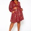 Plus Size Checkered Print Wrap Top & Pleated Skirt Set -Curve Elegance Shop 2021145 001 5