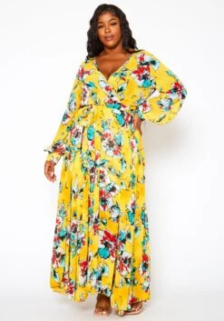 Plus Size Floral Print Flare Maxi Dress -Curve Elegance Shop 2021146 001 2