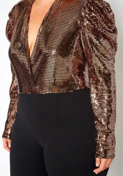 Plus Size Sequin Contrast Flare Jumpsuit -Curve Elegance Shop 2021151 002 4