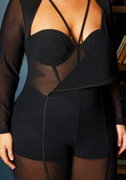 Plus Size Bustier Mesh Jumpsuit -Curve Elegance Shop 2021201 001 4