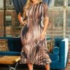 Plus Size Mocha Pattern Flare Dress -Curve Elegance Shop 2021204 001 0
