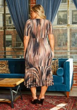 Plus Size Mocha Pattern Flare Dress 10 Plus Size Mocha Pattern Flare Dress -Curve Elegance Shop 2021204 001 3