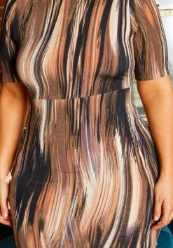 Plus Size Mocha Pattern Flare Dress 11 Plus Size Mocha Pattern Flare Dress -Curve Elegance Shop 2021204 001 4