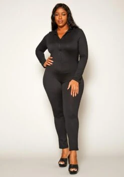 Plus Size Long Sleeve Bodycon Jumpsuit -Curve Elegance Shop 2021251 001 1