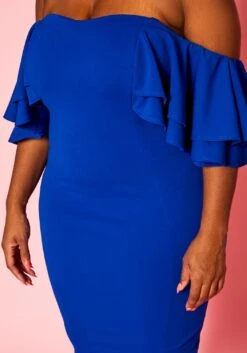 Plus Size Off Shoulder Ruffle Sleeve Mini Dress -Curve Elegance Shop 2021271 002 5