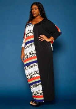 Plus Size Multi Pattern Splice Flare Maxi Dress -Curve Elegance Shop 2021275 001 4