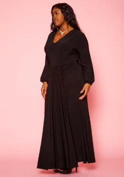 Plus Size Long Sleeve Mermaid Flare Gown -Curve Elegance Shop 2021276 001 3