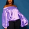 Plus Size Off Shoulder Puffy Sleeve Top -Curve Elegance Shop 2021284 004 0