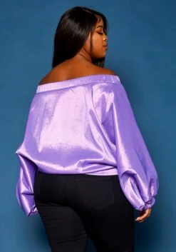 Plus Size Off Shoulder Puffy Sleeve Top -Curve Elegance Shop 2021284 004 3