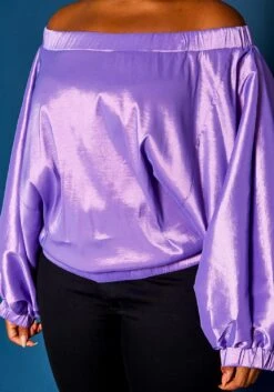 Plus Size Off Shoulder Puffy Sleeve Top -Curve Elegance Shop 2021284 004 4