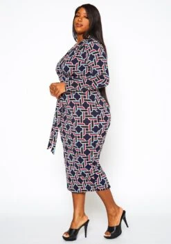 Plus Size Abstract Pattern Bodycon Midi Dress -Curve Elegance Shop 2021293 001 2