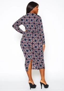 Plus Size Abstract Pattern Bodycon Midi Dress -Curve Elegance Shop 2021293 001 3