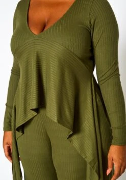 Plus Size Ribbed Knit Longline Top & Pants Set -Curve Elegance Shop 2021298 002 4