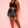 Plus Size Faux Leather Skort