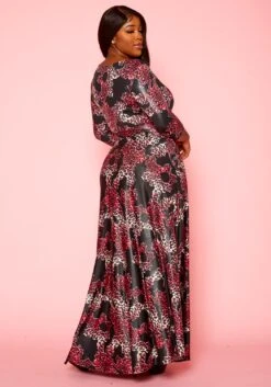 Plus Size Fuchsia Leopard Print Fit & Flare Maxi Dress -Curve Elegance Shop 2021305 001 4