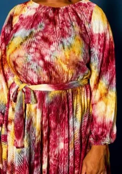 Plus Size Tie Dye Fit & Flare Pleated Dress -Curve Elegance Shop 2021308 001 5
