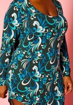 Plus Size Abstract Floral Pattern High Low Maxi Dress -Curve Elegance Shop 2021310 001 5