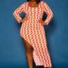 Plus Size Geometric Pattern High Low Maxi Dress -Curve Elegance Shop 2021311 001 2