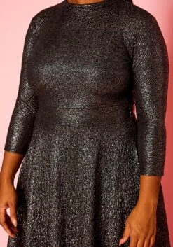 Plus Size Metallic Shimmer Fit & Flare Dress -Curve Elegance Shop 2021313 001 5