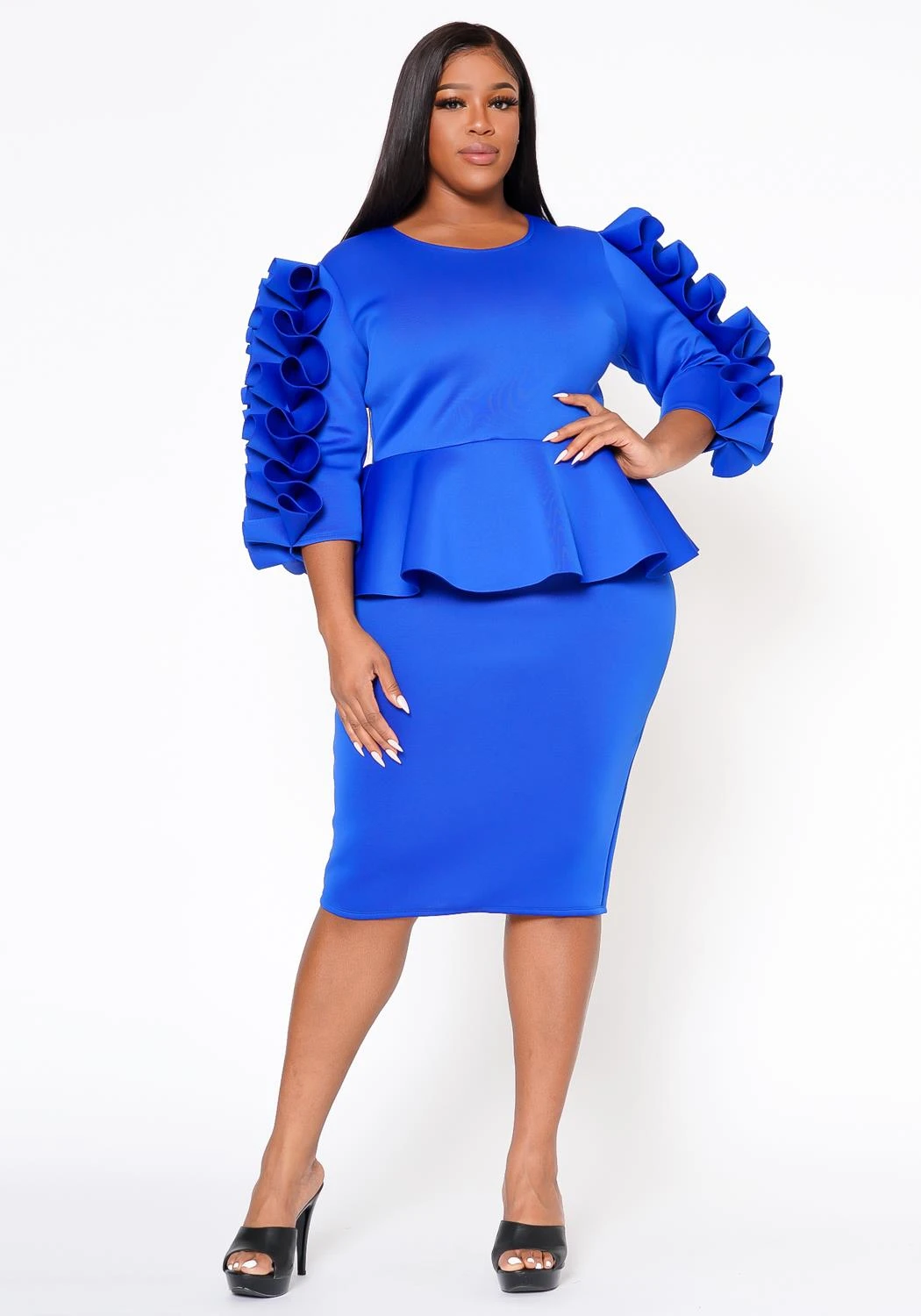 Plus Size Ruffle Hem Peplum Dress 3 Plus Size Ruffle Hem Peplum Dress